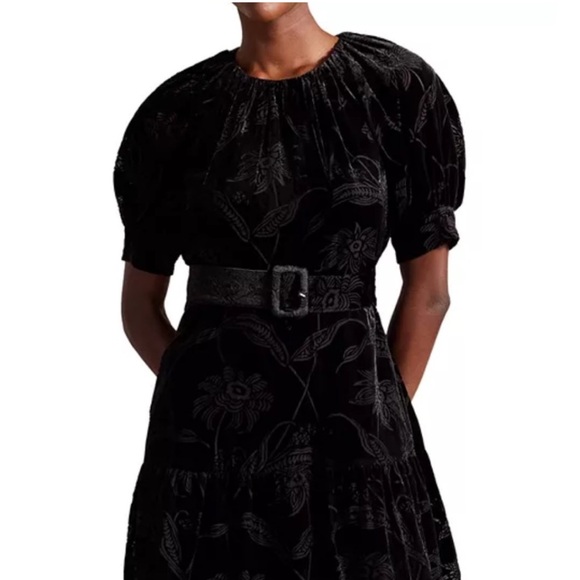 NWT Ted Baker Tilliiy Belted Velvet Dress | Size 2 - Picture 2 of 7